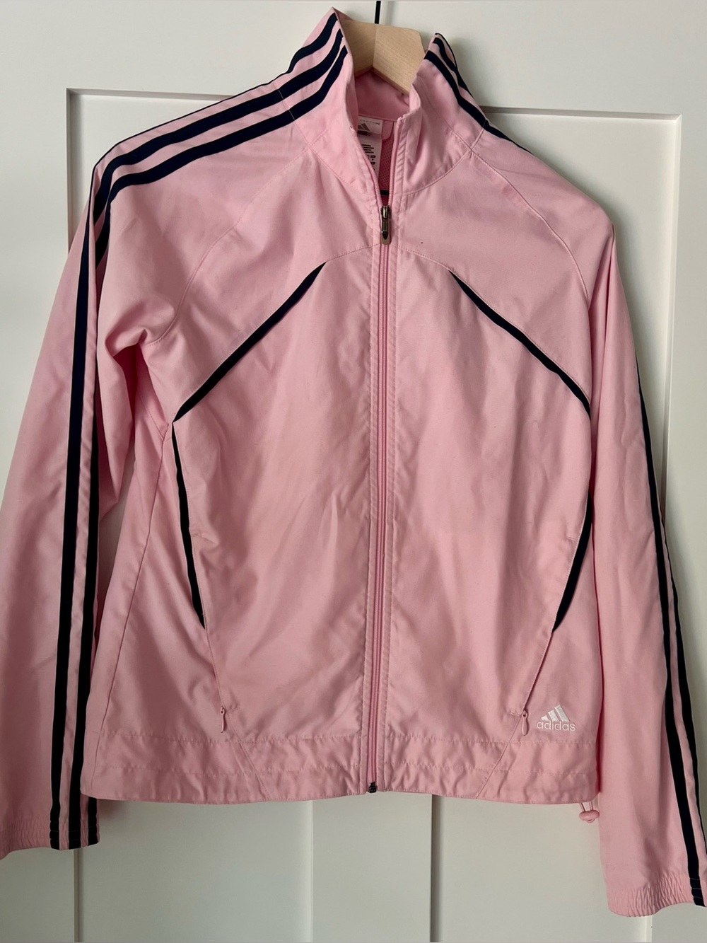 Adidas Pink Y2K Windbreaker Track Jacket Women’s Small Full Zip 2008 E75159